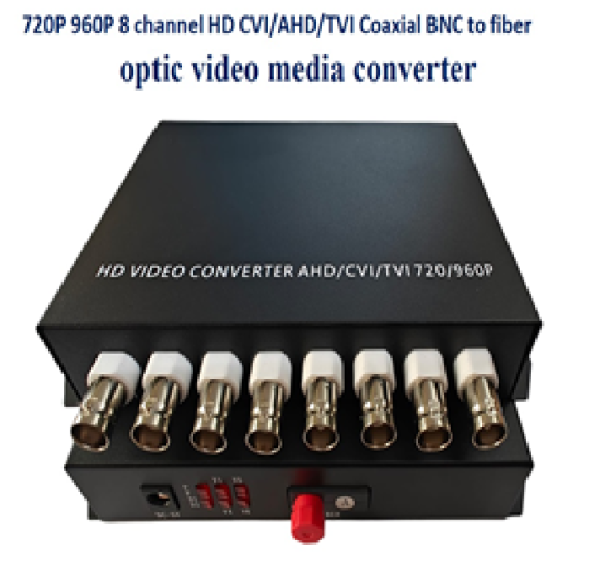 720P 960P 8 channel HD CVI/AHD/TVI Coaxial BNC to fiber optic video media converter